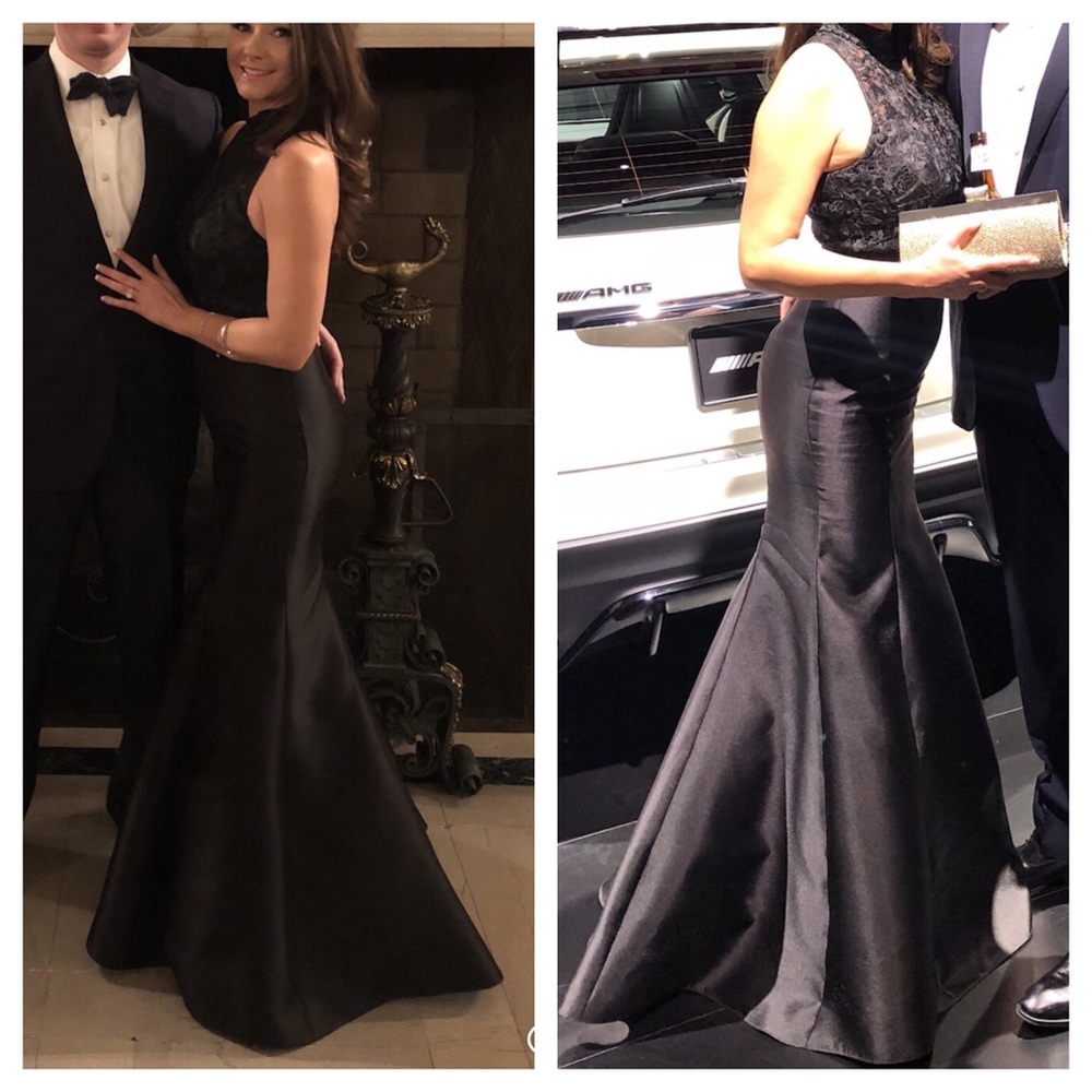 Black Satin Lace Gown